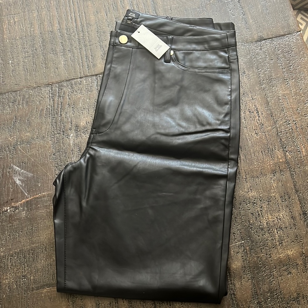 Faux leather straight leg pants